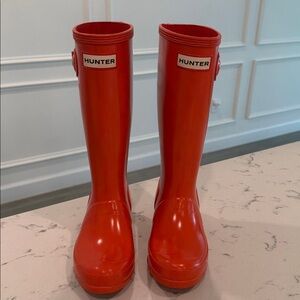 Hunter Tall Glossy Orange Rubber Rain Boots